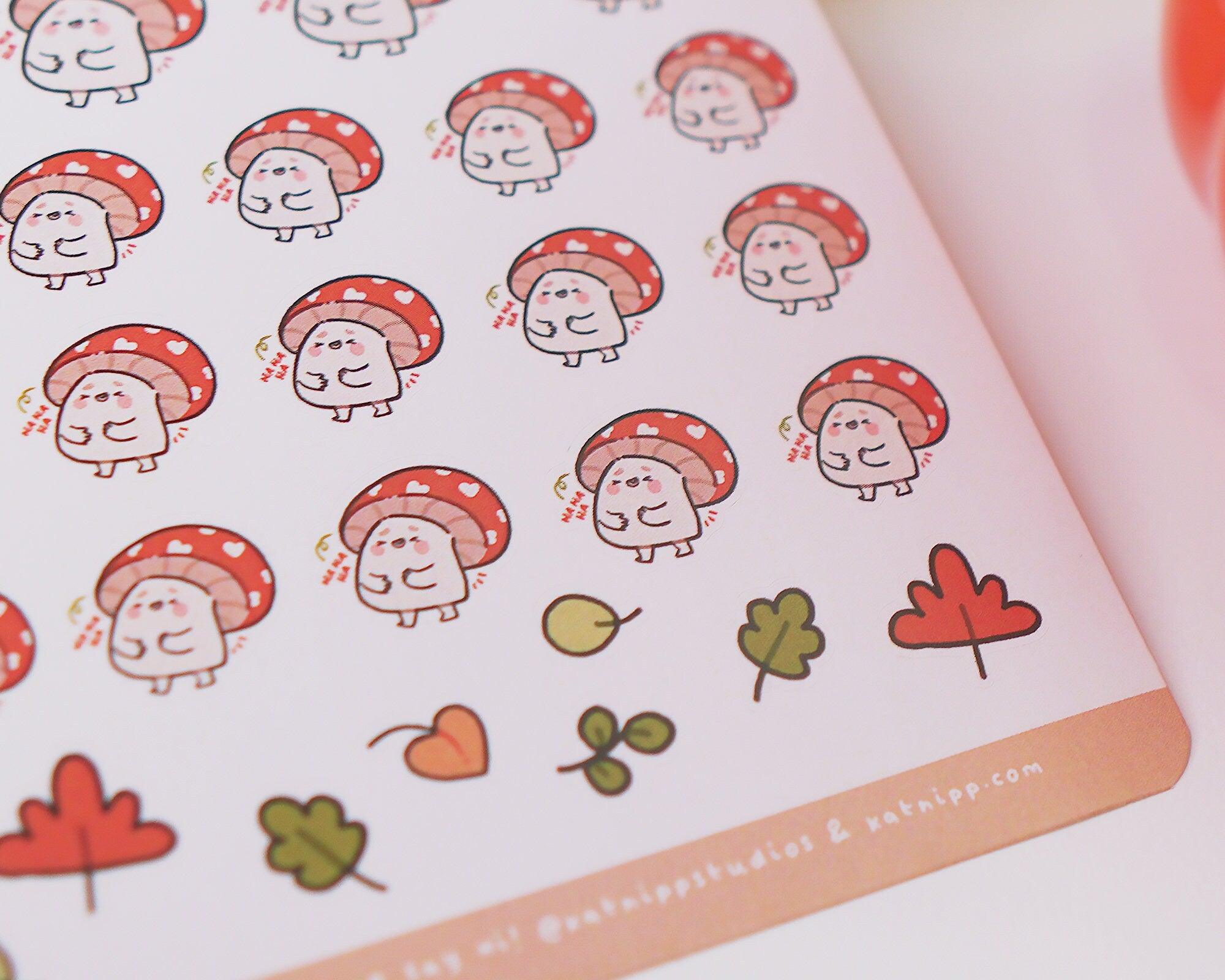Shroomie Mushroom A6 Planner Stickers | Kawaii Cottagecore Sticker Sheet | SH002 Katnipp character product