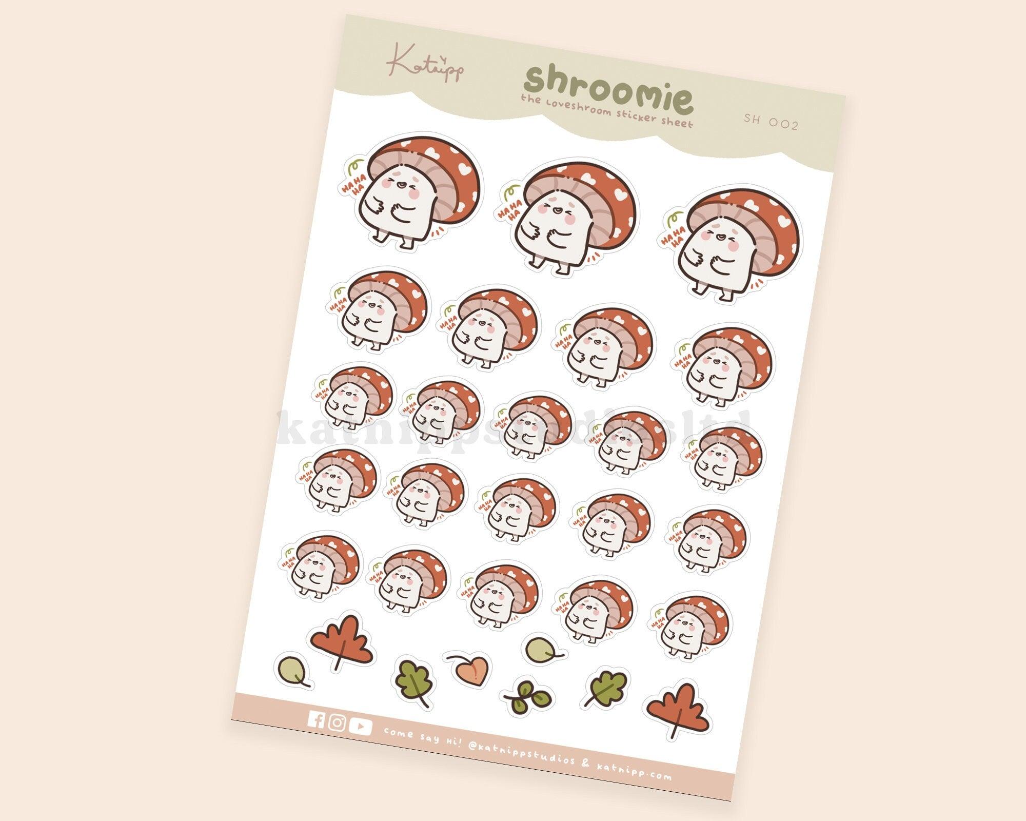 Shroomie Mushroom A6 Planner Stickers | Kawaii Cottagecore Sticker Sheet | SH002 Katnipp character product