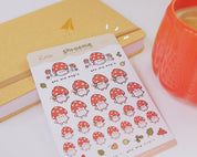 Shroomie Mushroom A6 Planner Stickers | Kawaii Cottagecore Sticker Sheet | SH003 Katnipp character product