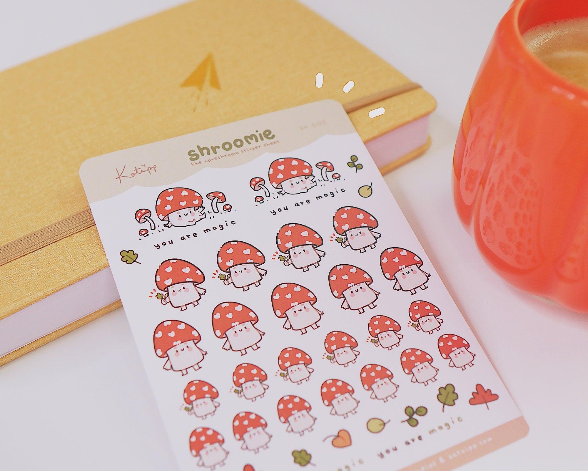 Shroomie Mushroom A6 Planner Stickers | Kawaii Cottagecore Sticker Sheet | SH003 Katnipp character product