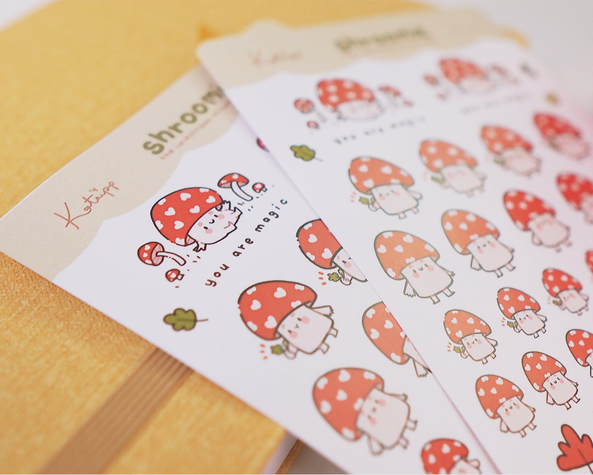 Shroomie Mushroom A6 Planner Stickers | Kawaii Cottagecore Sticker Sheet | SH003 Katnipp character product
