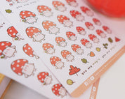 Shroomie Mushroom A6 Planner Stickers | Kawaii Cottagecore Sticker Sheet | SH003 Katnipp character product