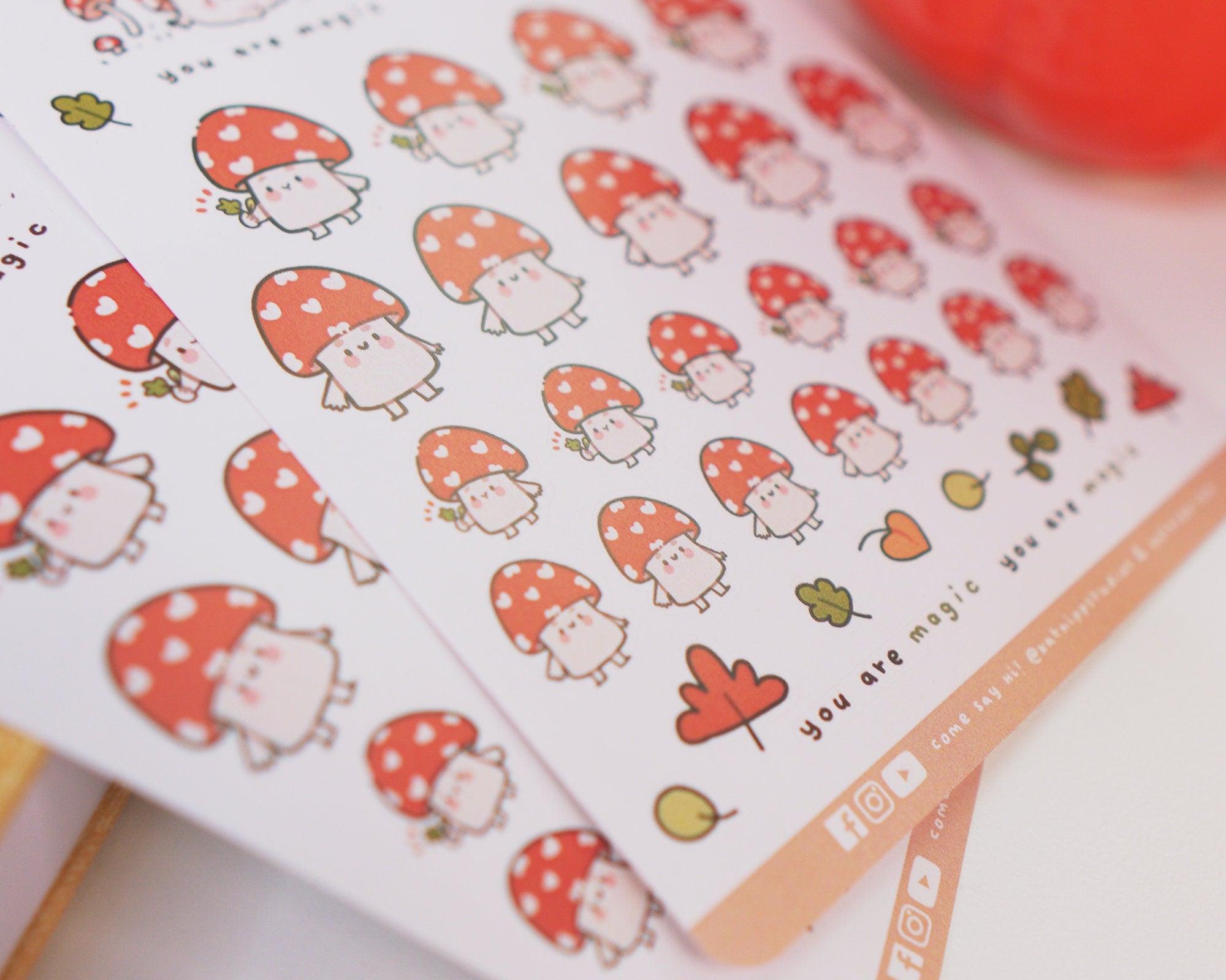 Shroomie Mushroom A6 Planner Stickers | Kawaii Cottagecore Sticker Sheet | SH003 Katnipp character product