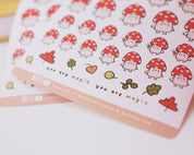 Shroomie Mushroom A6 Planner Stickers | Kawaii Cottagecore Sticker Sheet | SH003 Katnipp character product