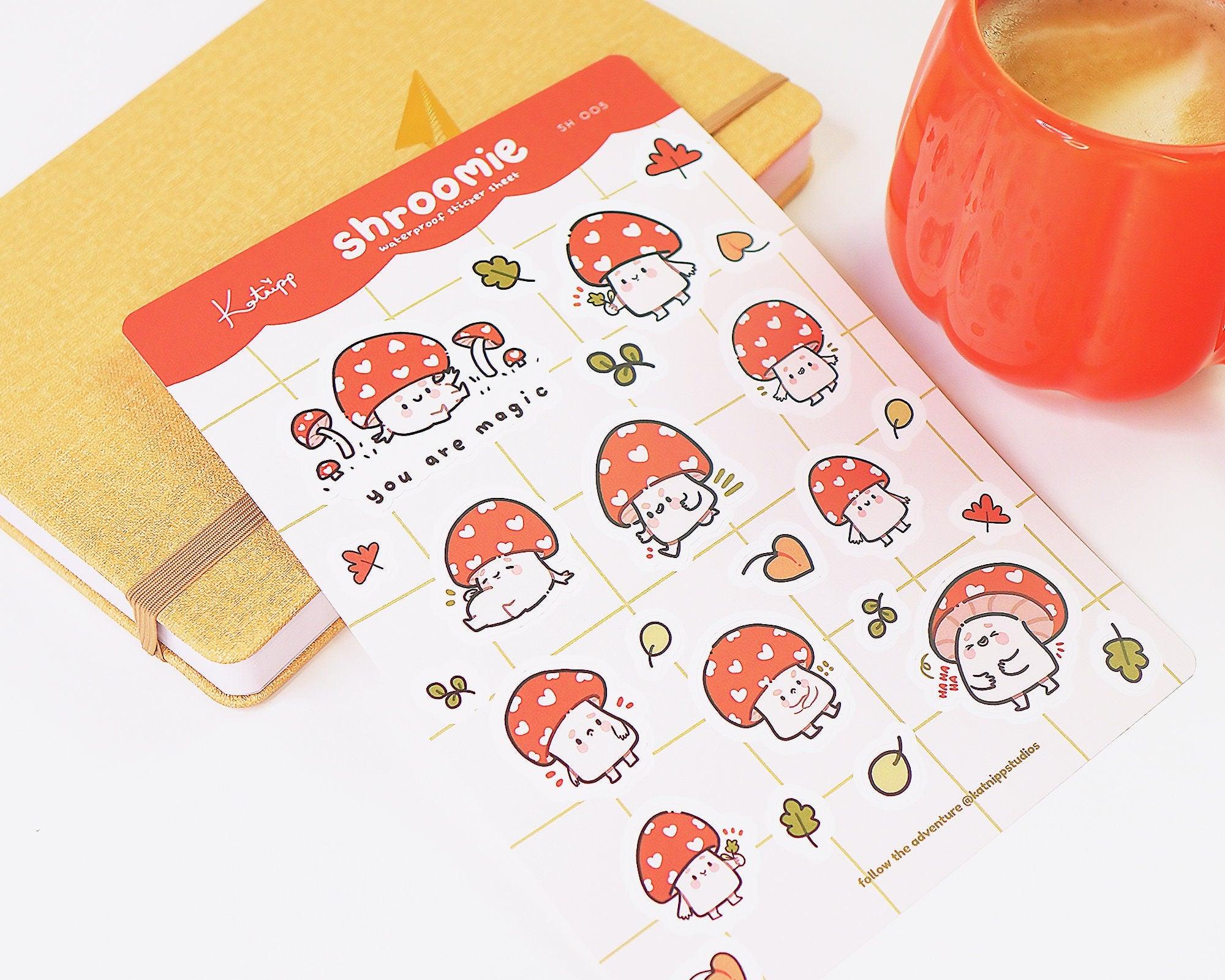 Shroomie Mushroom Sticker Sheet | Kawaii Autumn A5 Planner Stickers | SH005 Katnipp character product