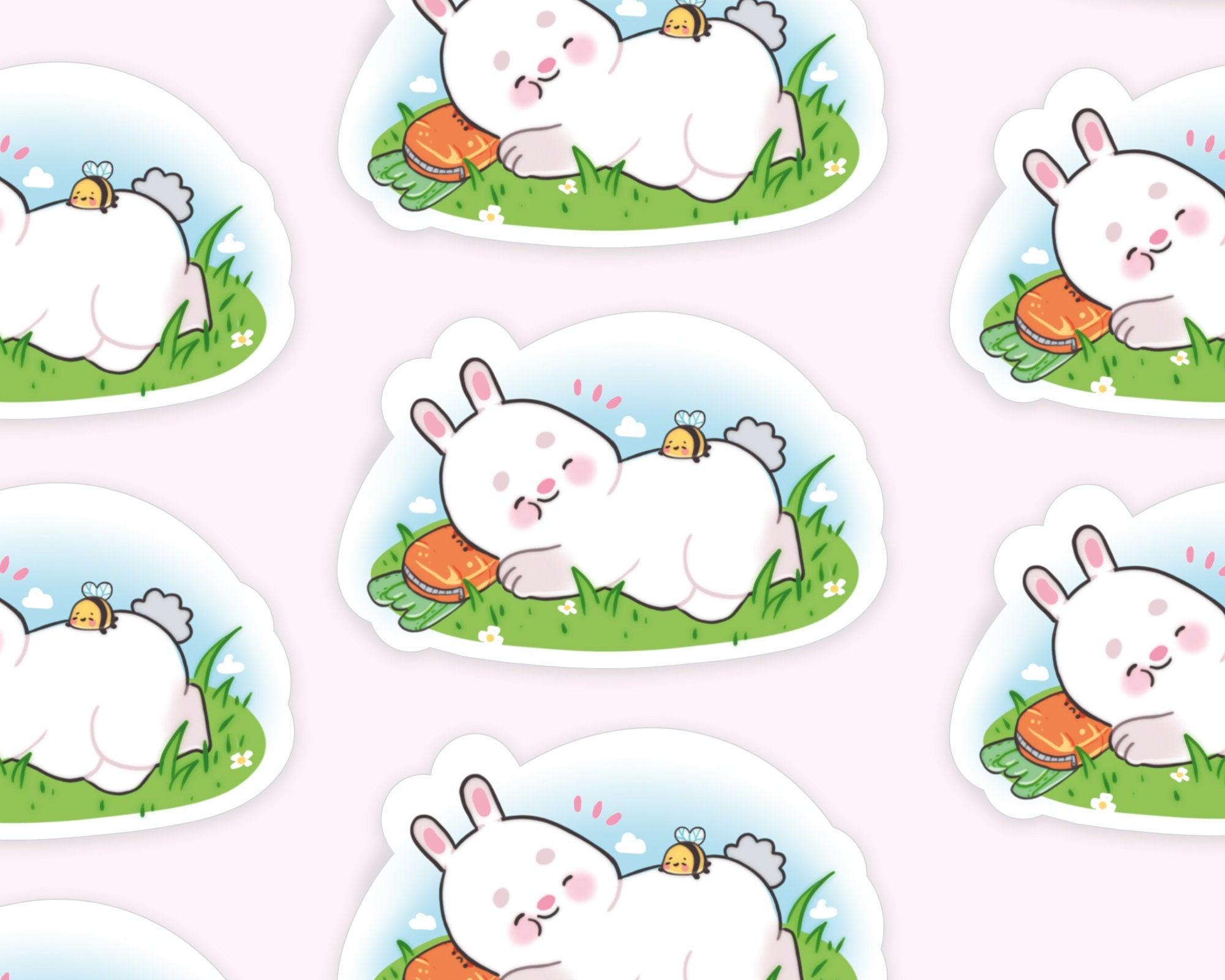 Sleepy Bonbun & Bumblebutt Die Cut Sticker - Bunny and Bumble Bee Sticker - Katnipp Studios