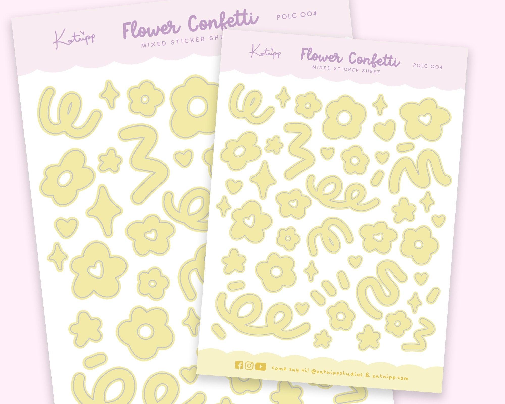 Soft Yellow Mixed Flower Confetti Polco Deco Planner Stickers ~ POLC004 - Katnipp Illustrations