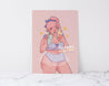 Summer Body Positive Curvy Redhead Illustration Art Print - Katnipp Illustrations