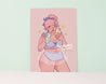 Summer Body Positive Curvy Redhead Illustration Art Print - Katnipp Illustrations