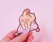Tiger Butt Kawaii Vinyl Die Cut Sticker | Cute Lazy Tiger Cat Character Sticker Katnipp character product