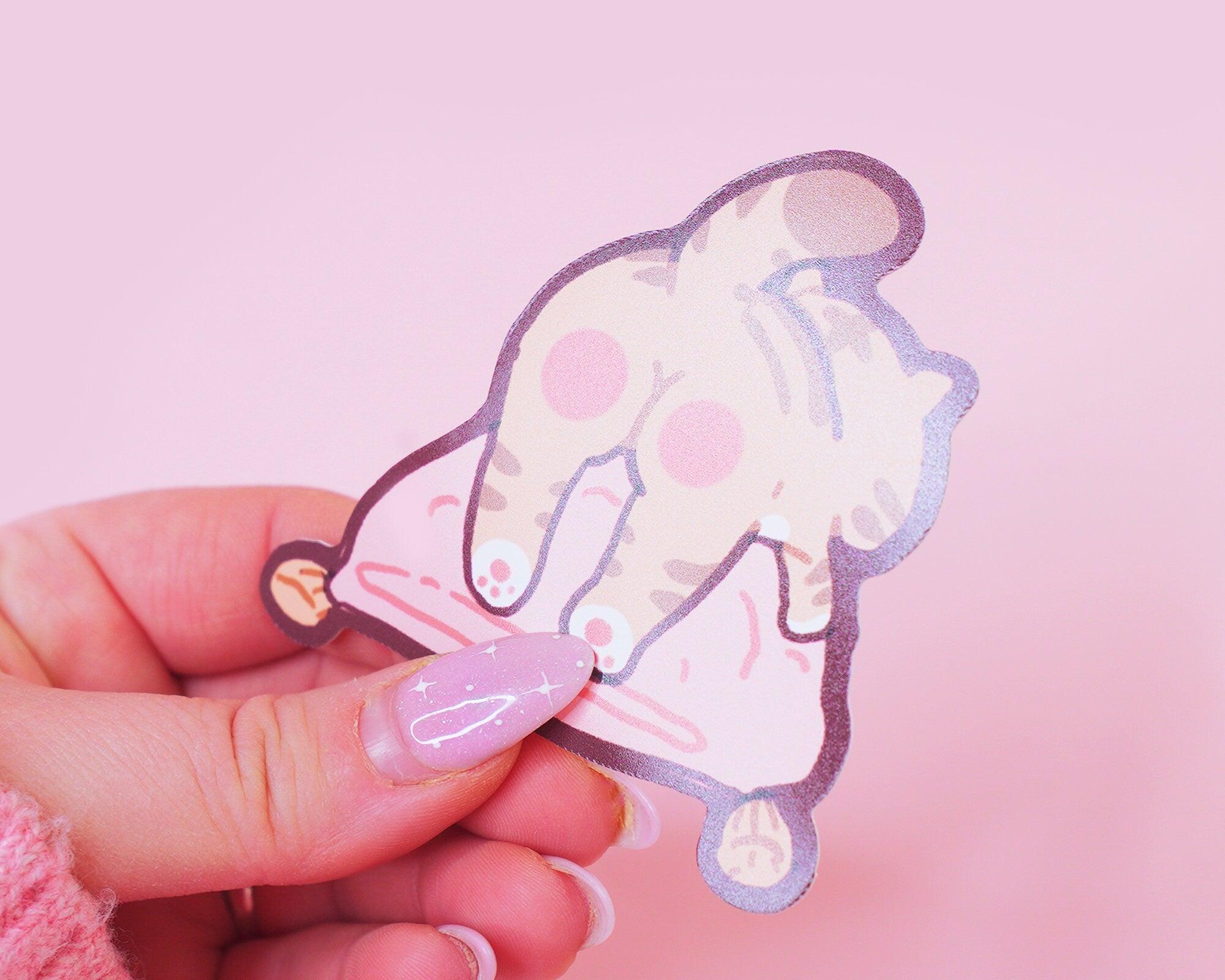 Tiger Butt Kawaii Vinyl Die Cut Sticker | Cute Lazy Tiger Cat Character Sticker Katnipp character product