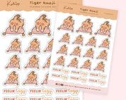 Tiger Planner Stickers | Lazy Butt Kawaii Tiger Sticker Sheet | TIGER003 Katnipp character product
