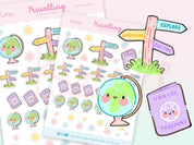 Travel Planner Sticker Sheet | Adventure & Vacation Stickers | TRAVEL003 Katnipp character product