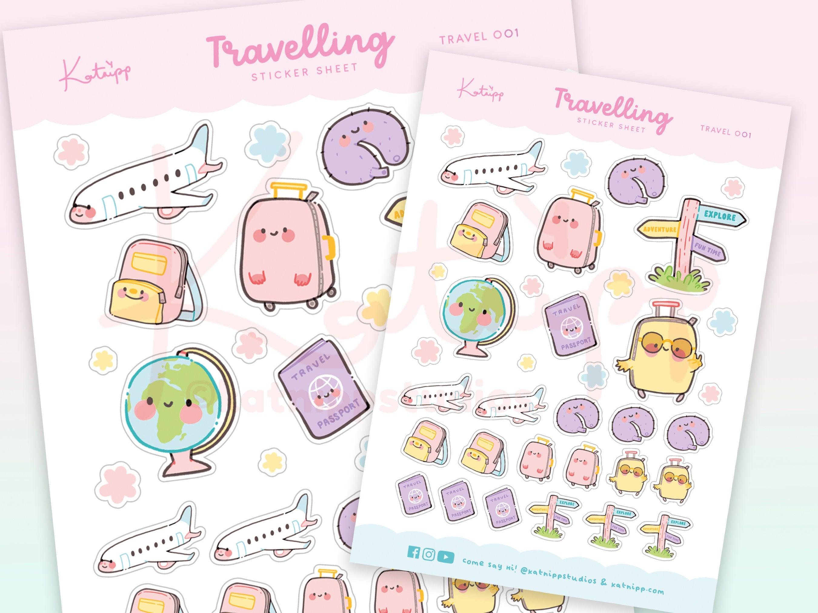 Travel Planner Stickers ~ Vacation Stickers ~ TRAVEL001 - Katnipp Illustrations