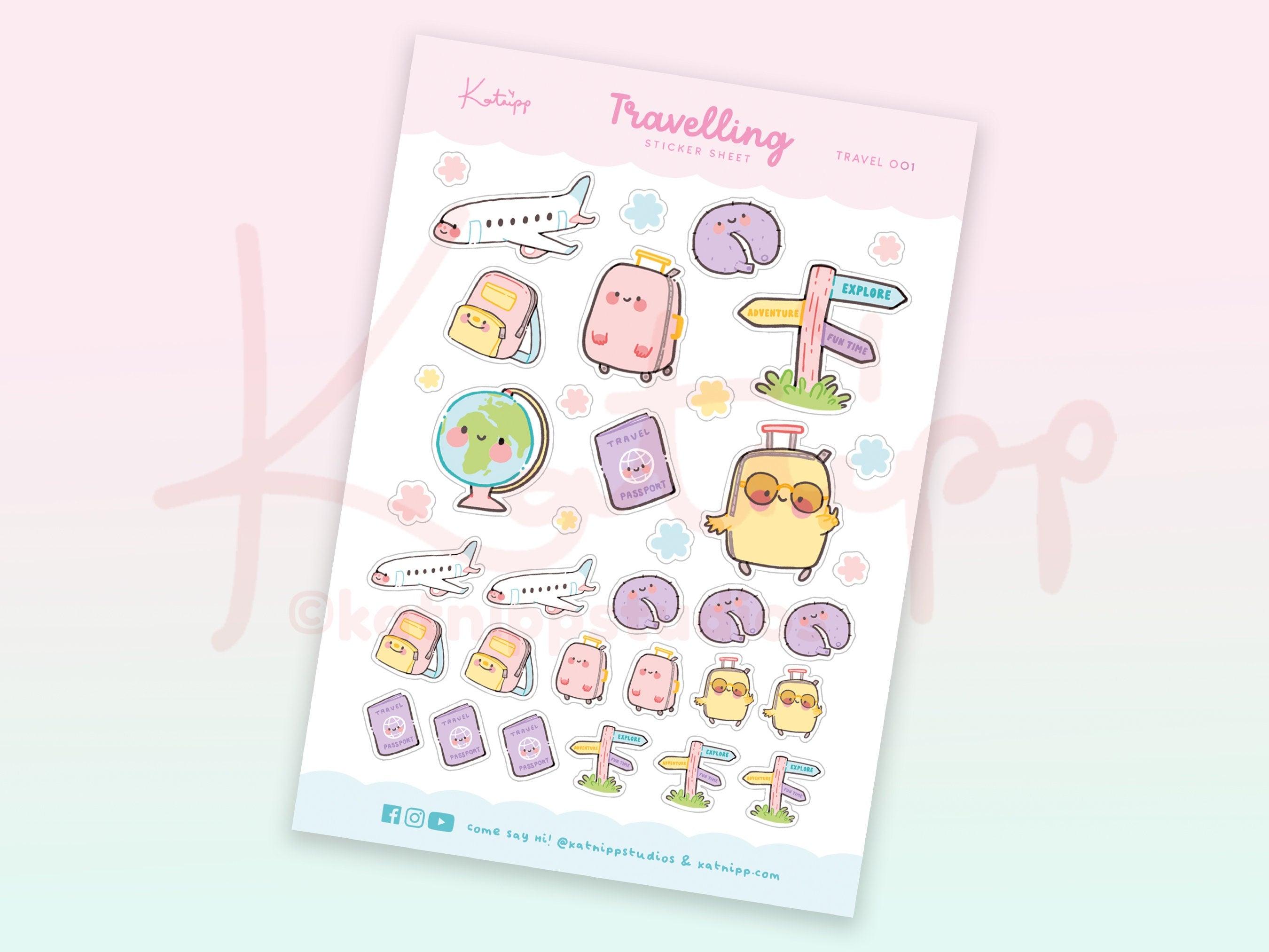 Travel Planner Stickers ~ Vacation Stickers ~ TRAVEL001 - Katnipp Illustrations