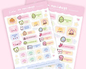 UK Holiday Planner Sticker Sheet | A6 Kawaii Bank Holiday Stickers | HOLIDAYS001 Katnipp character product