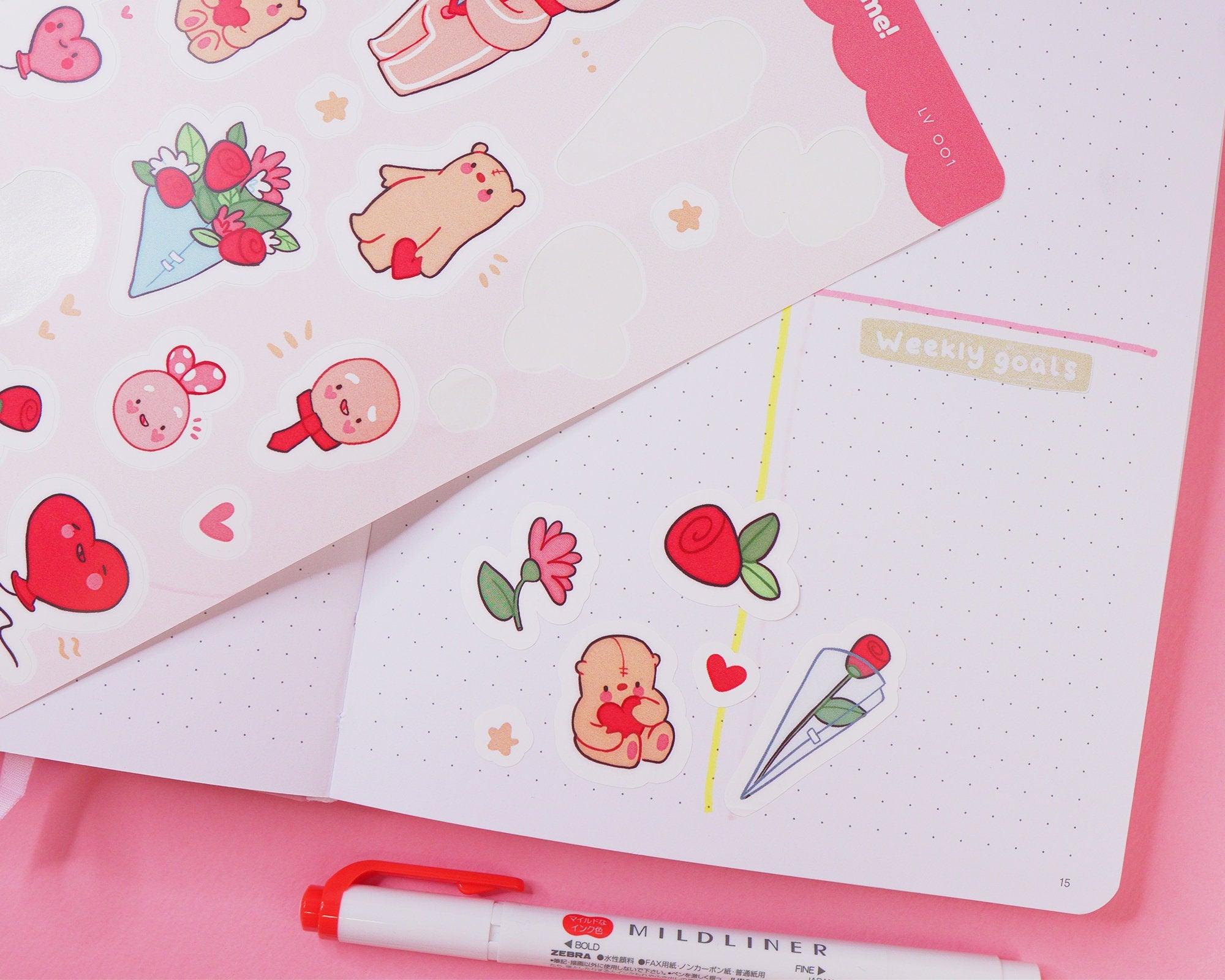 Valentine's A5 Planner Sticker Sheet | Gingie & Spice | LV001 Katnipp character product