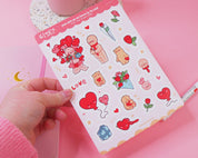Valentine's A5 Planner Sticker Sheet | Gingie & Spice | LV001 Katnipp character product