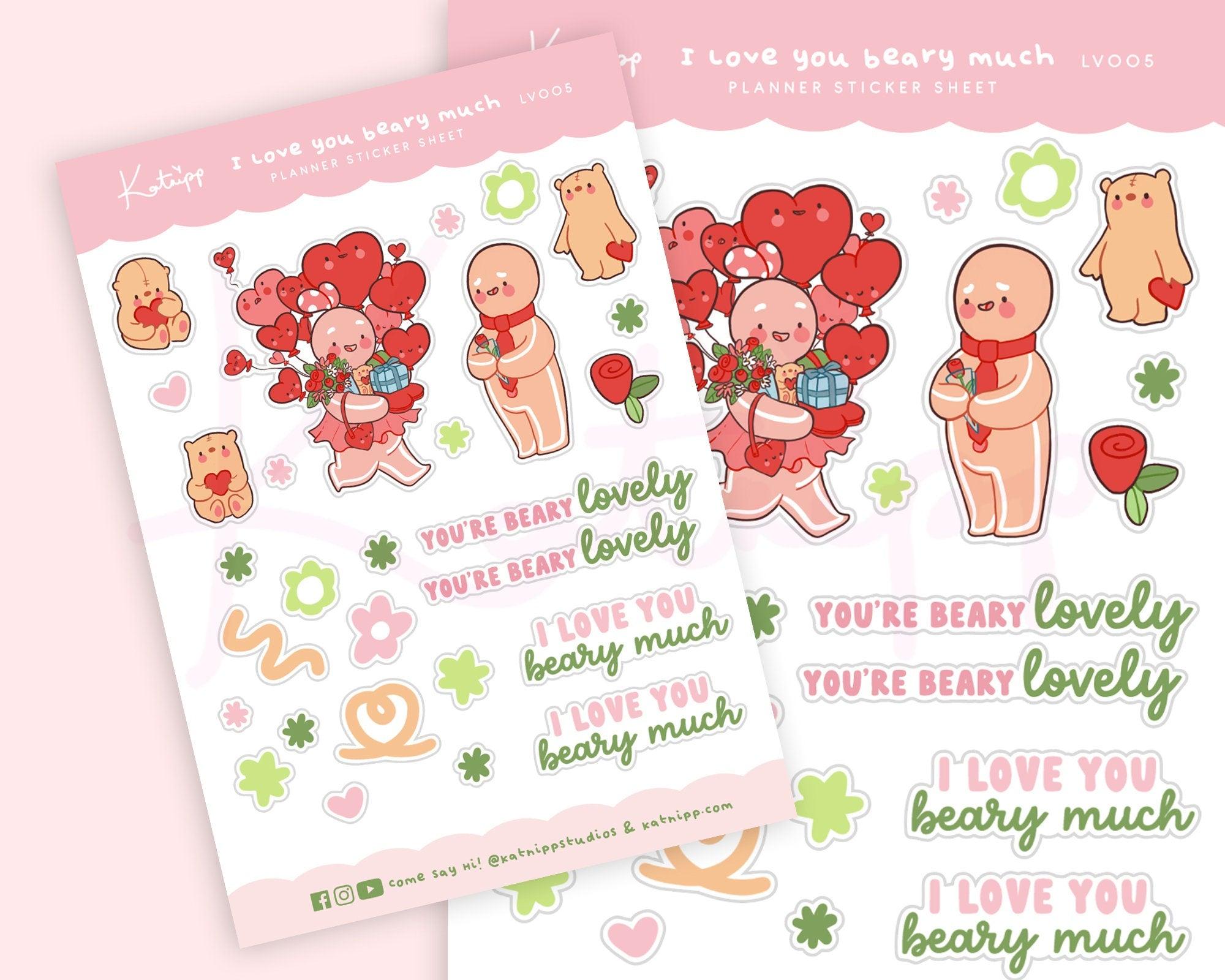 Valentine's Love Planner Sticker Sheet | Gingie & Spice | LV005 Katnipp character product