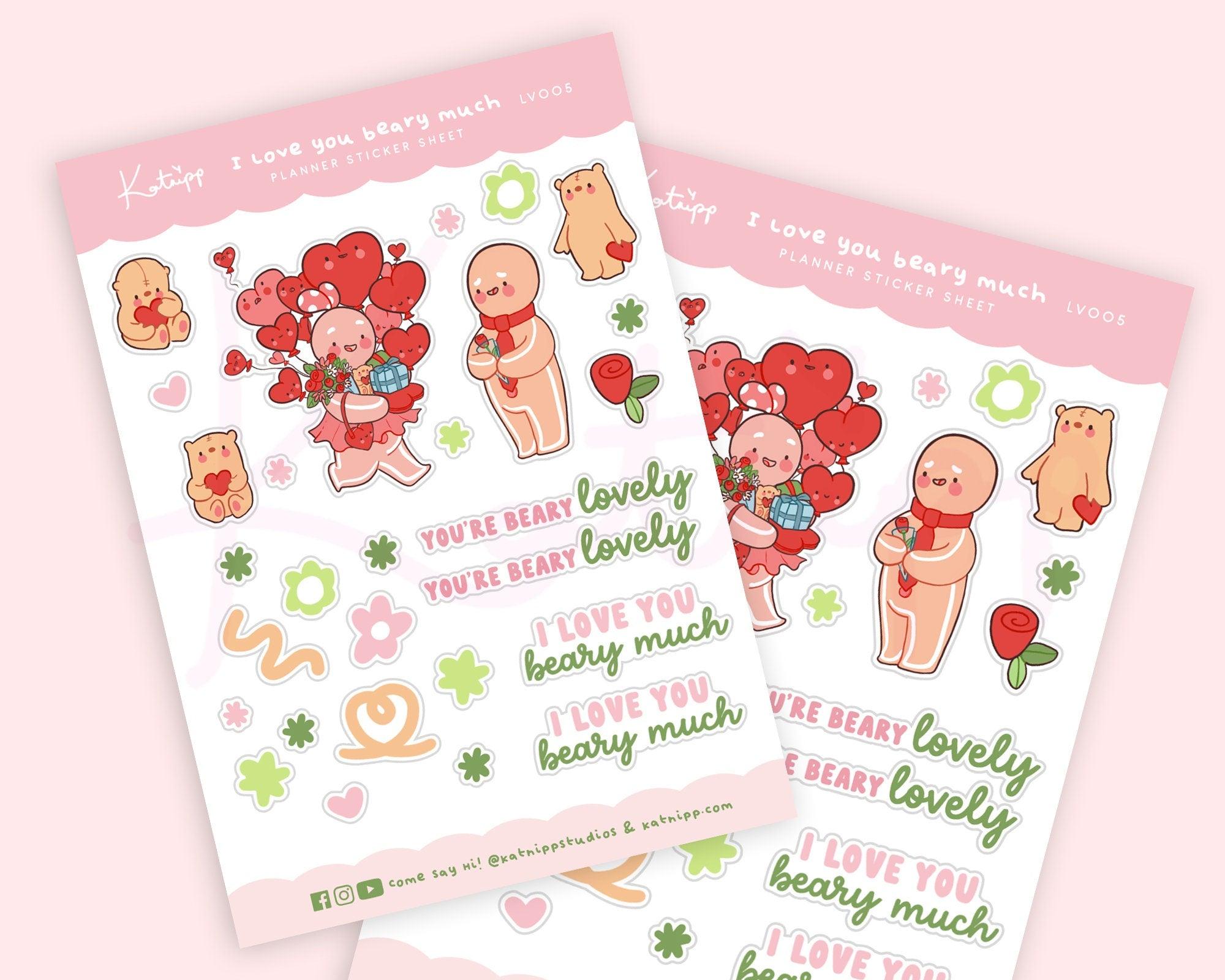 Valentine's Love Planner Sticker Sheet | Gingie & Spice | LV005 Katnipp character product