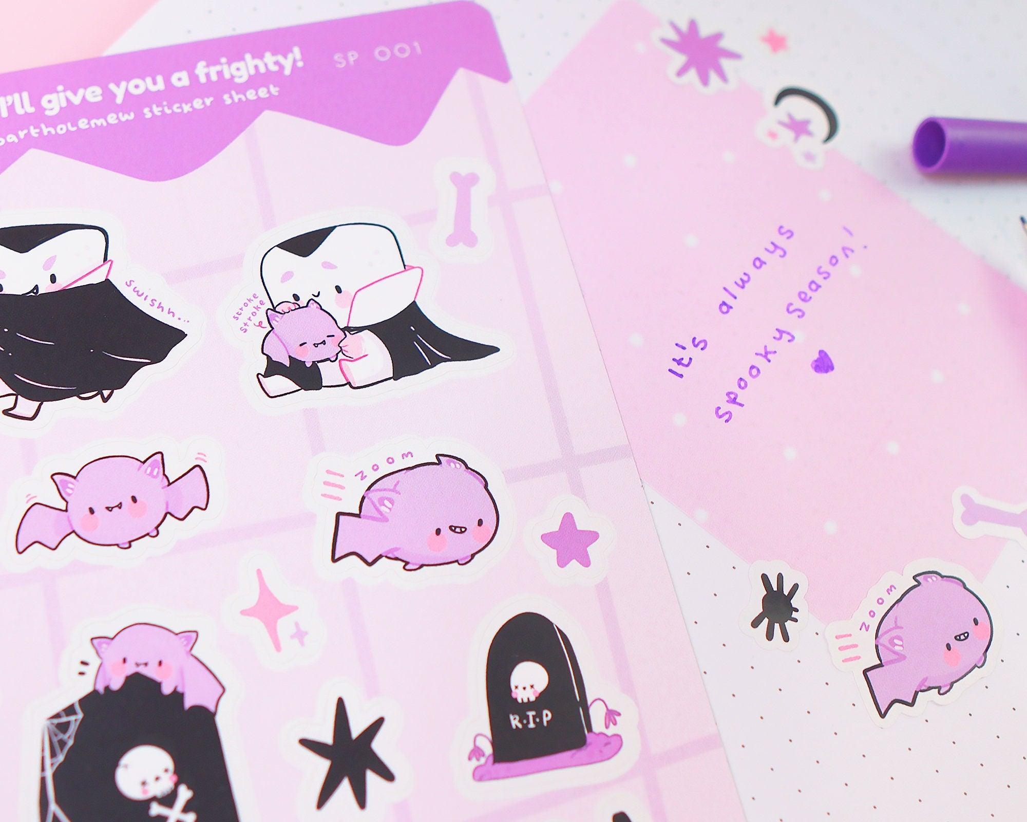 Vampire Marshie & Bartholomew A5 Sticker Sheet | Kawaii Halloween Stickers | SP001 Katnipp character product