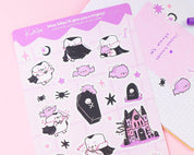 Vampire Marshie & Bartholomew A5 Sticker Sheet | Kawaii Halloween Stickers | SP001 Katnipp character product