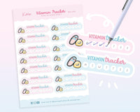 Vitamin Tracker Planner Stickers | Cute Kawaii Supplement Log | WLS004