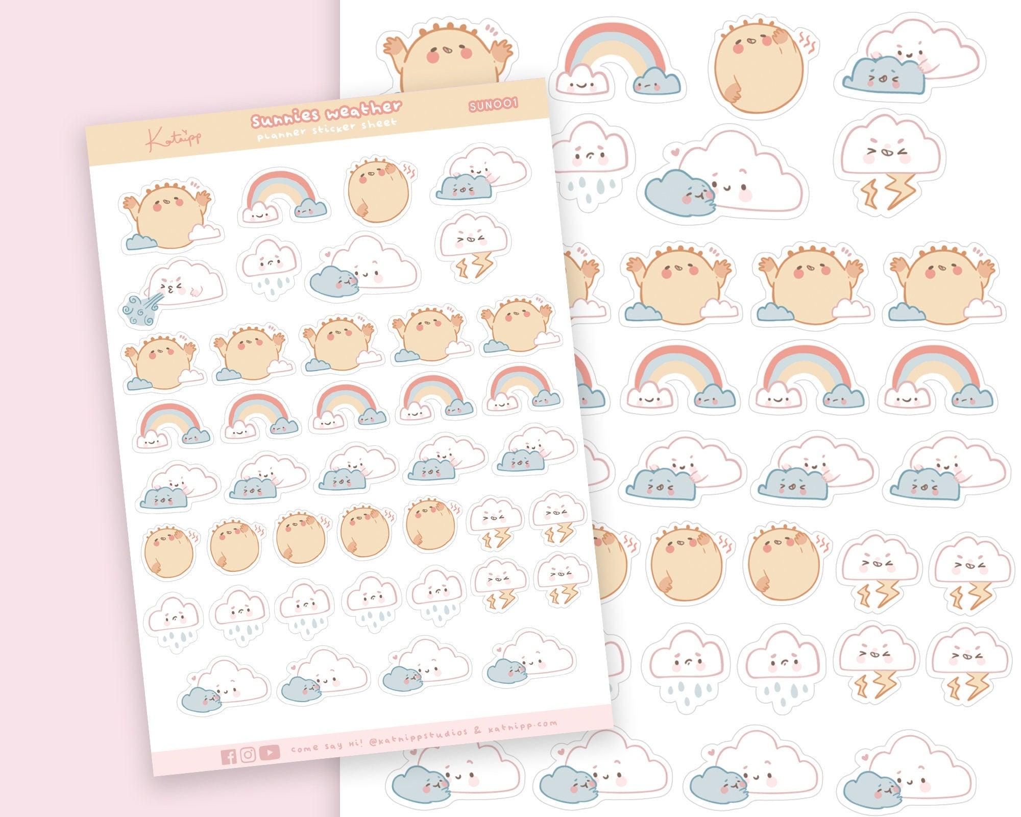 Weather Emoji Planner Stickers ~ SUN001 - Katnipp Illustrations