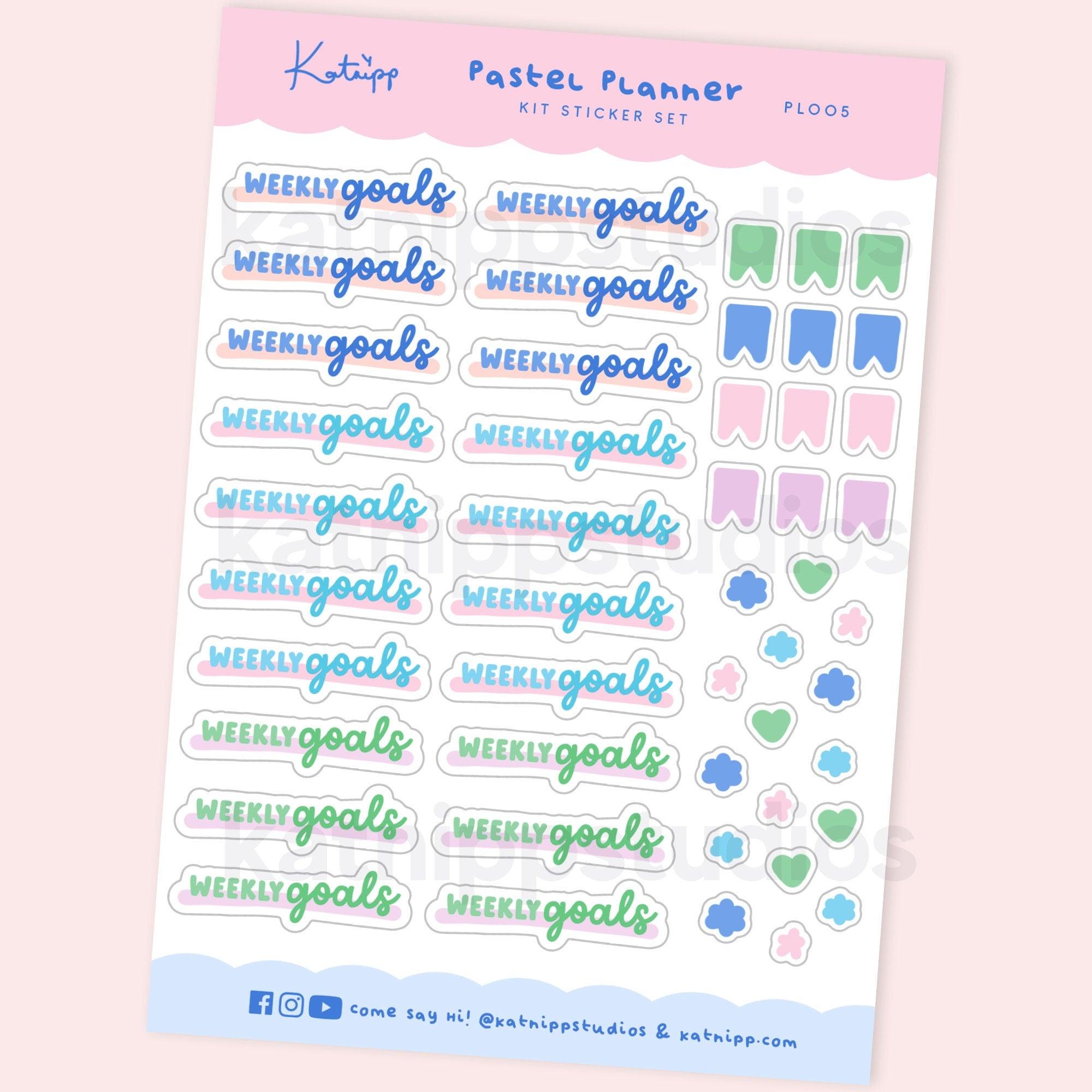 Weekly Goals Planner Kit Planner Sticker - PL005 - Katnipp Studios