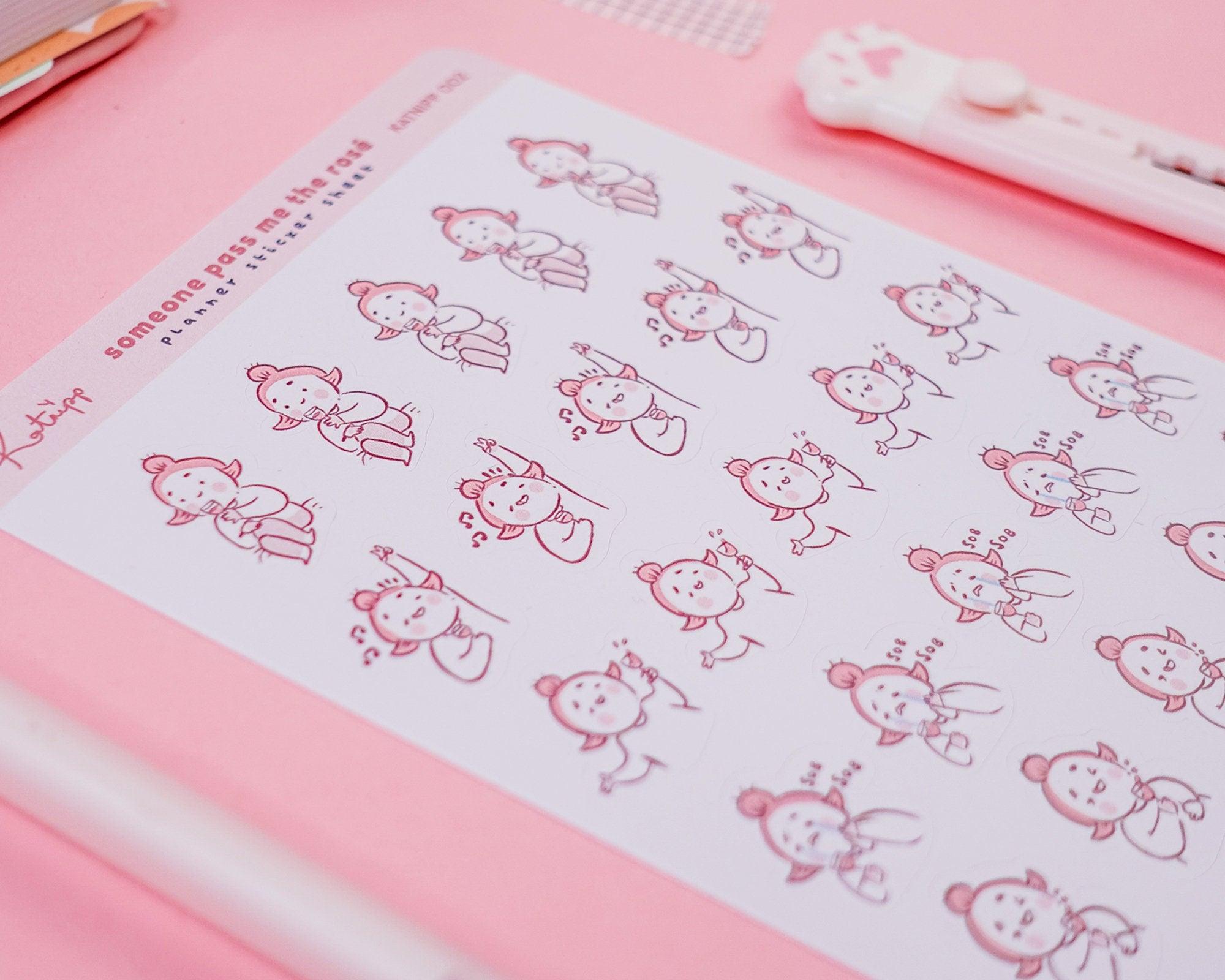 Wine Planner Sticker Sheet | Girls Night, Date Night & Party Stickers | KATNIPP002 Katnipp character product