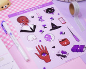 Witchcraft A5 Vinyl Sticker Sheet | Kawaii Witchy Stickers | WC001 Katnipp character product