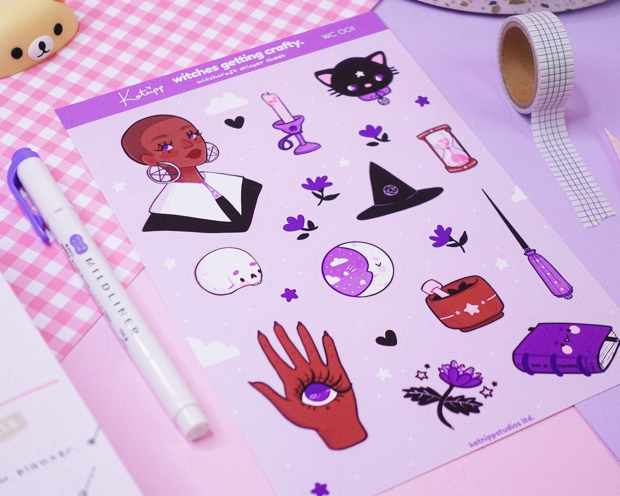 Witchcraft A5 Vinyl Sticker Sheet | Kawaii Witchy Stickers | WC001 Katnipp character product