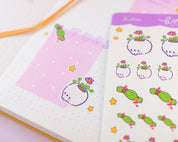 Witchy Botanical A6 Sticker Sheet | Kawaii Skull Planner Stickers | PW003 Katnipp character product