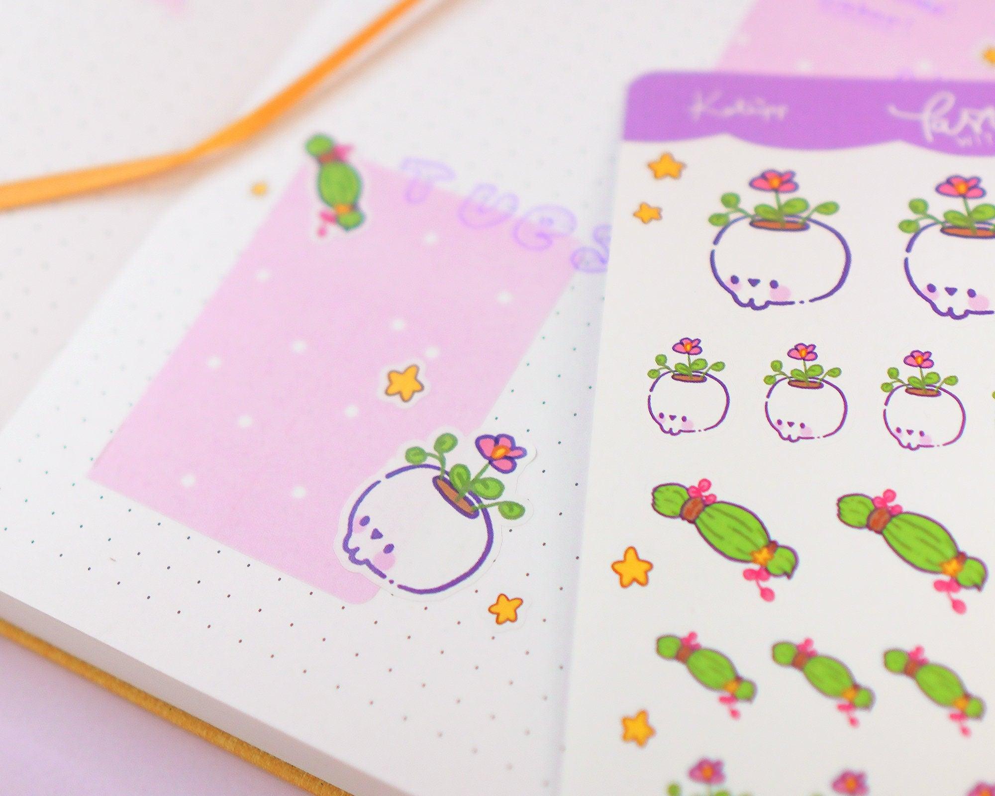 Witchy Botanical A6 Sticker Sheet | Kawaii Skull Planner Stickers | PW003 Katnipp character product