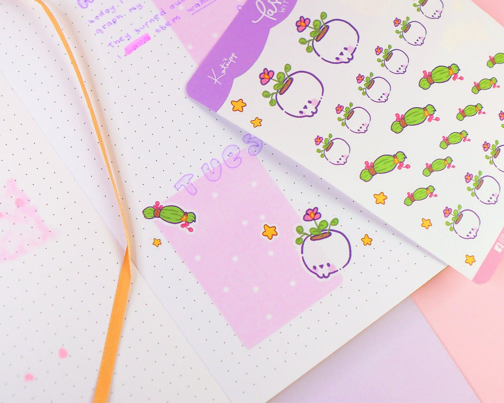 Witchy Botanical A6 Sticker Sheet | Kawaii Skull Planner Stickers | PW003 Katnipp character product