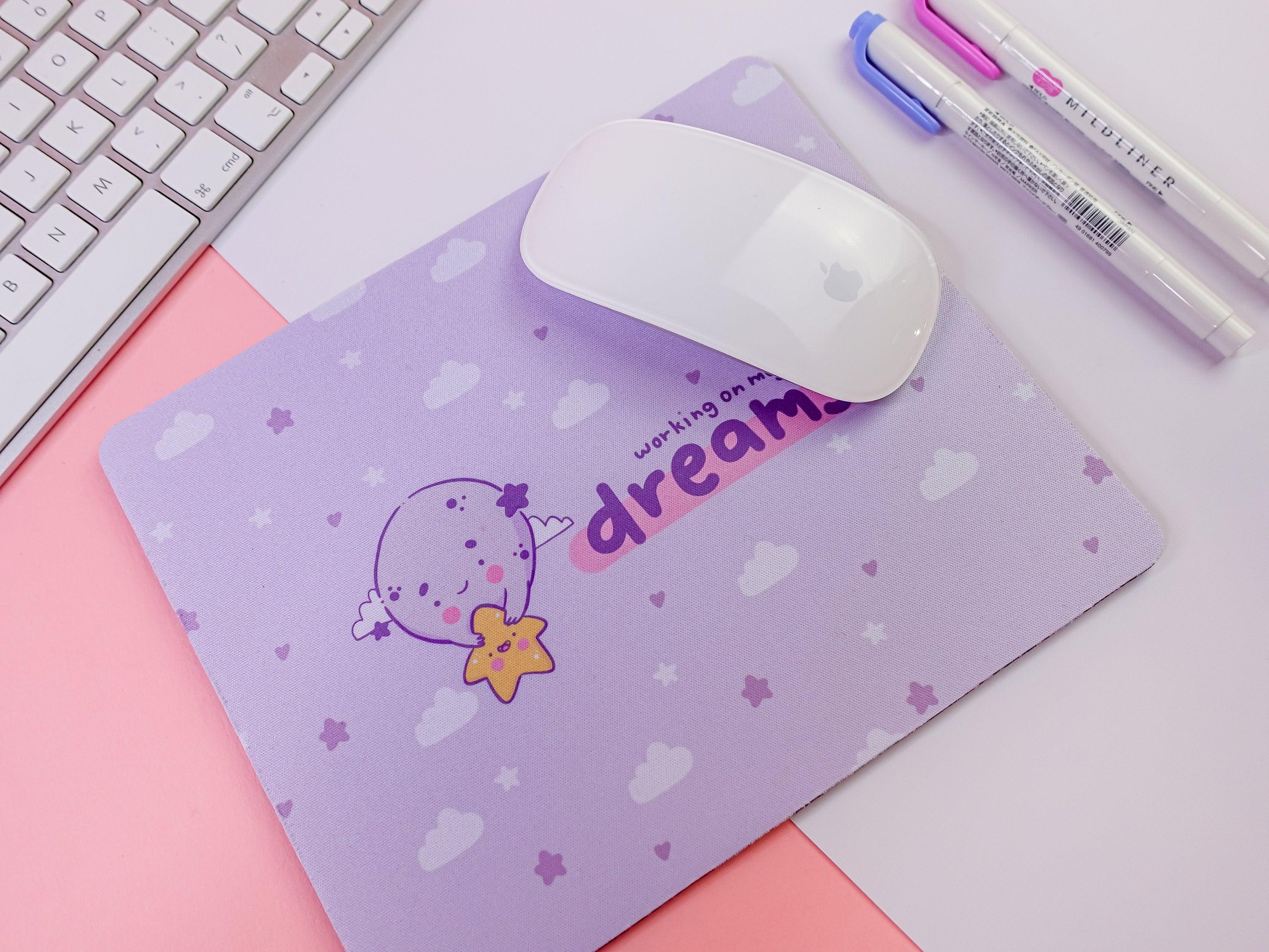 Kawaii Moon Mouse Mat ~ Positive Dreams Rectangle Mousepad - Katnipp Illustrations