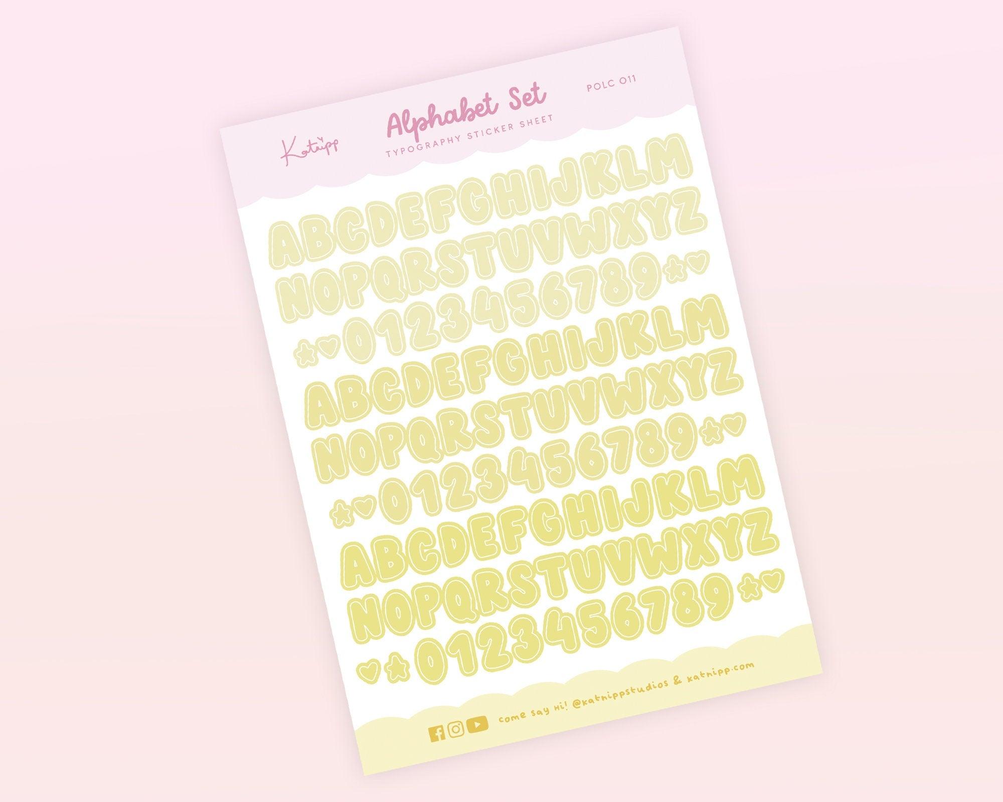 Yellow Alphabet Planner Sticker Sheet | Letter Stickers | POLC011 Katnipp character product