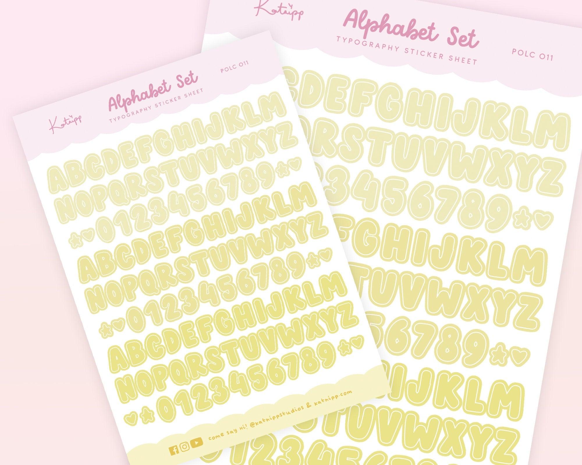 Yellow Alphabet Planner Sticker Sheet | Letter Stickers | POLC011 Katnipp character product