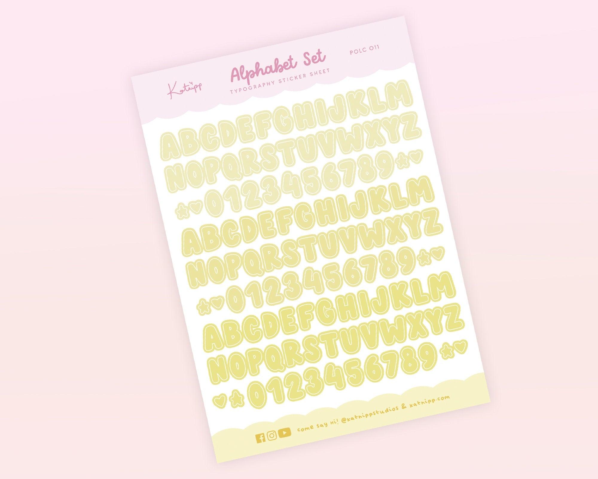 Yellow Mix Alphabet Set No Outline Polco Deco Planner Stickers ~ POLC011 - Katnipp Illustrations