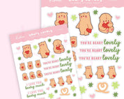 You're Bearly Lovely Planner Sticker Sheet | Valentine's & Love Stickers | LV003 Katnipp character product