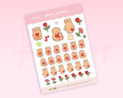 You're Beary Lovely Sticker Sheet | Valentine's Bear Planner Stickers | LV002 Katnipp character product