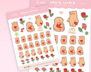You're Beary Lovely Sticker Sheet | Valentine's Bear Planner Stickers | LV002 Katnipp character product