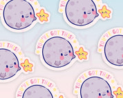YOUVE GOT THIS Motivational Moon & Star Die Cut Sticker - Katnipp Illustrations